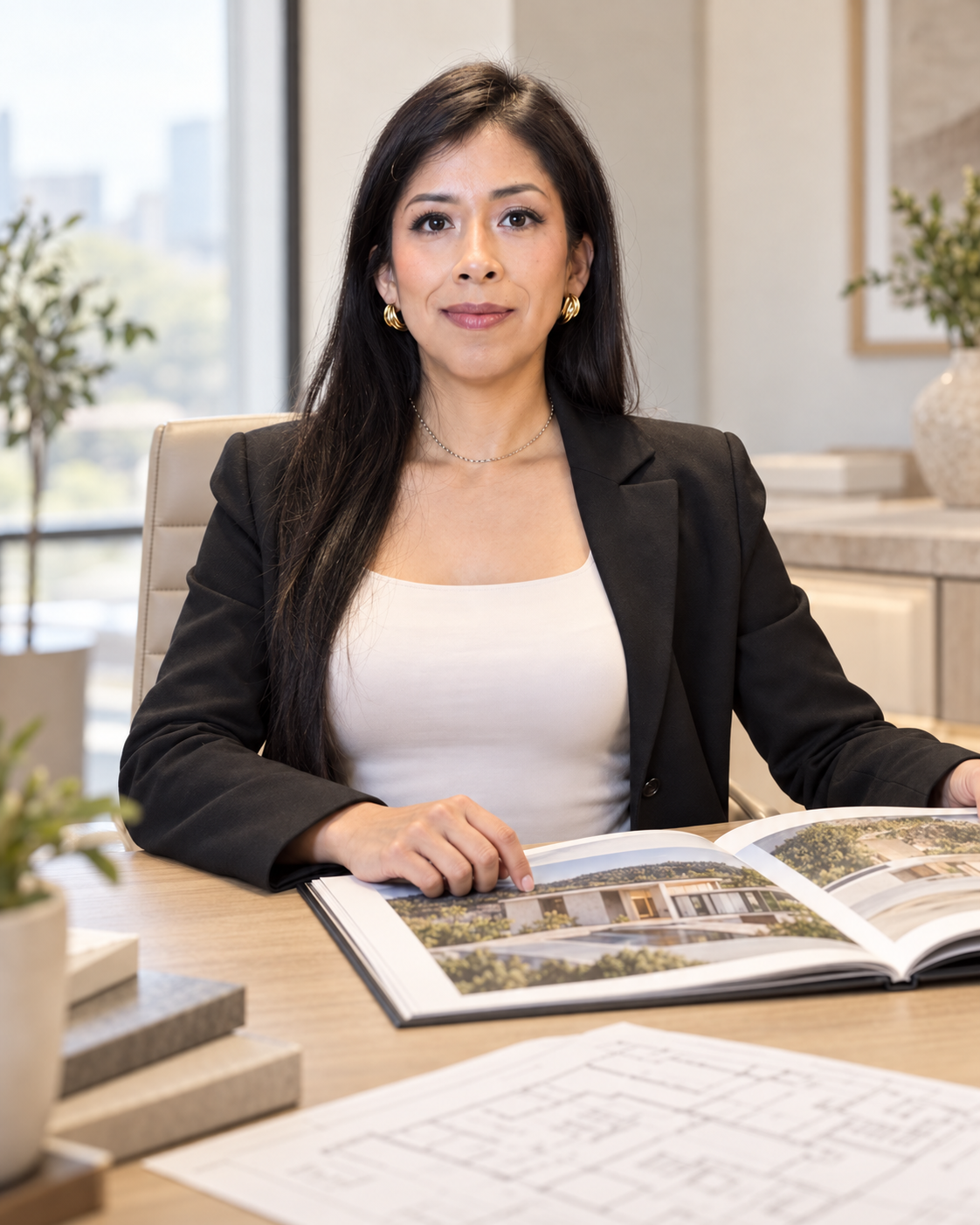 Vivian Apala en una asesoría inmobiliaria